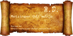 Metzinger Dömös névjegykártya